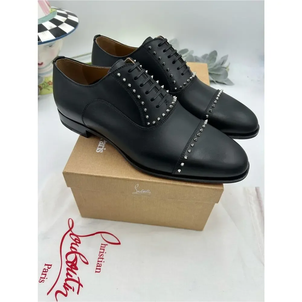 Men's Christian Louboutin CLOOCLOO spiked Leather, Oxford, size 41 made in Italy